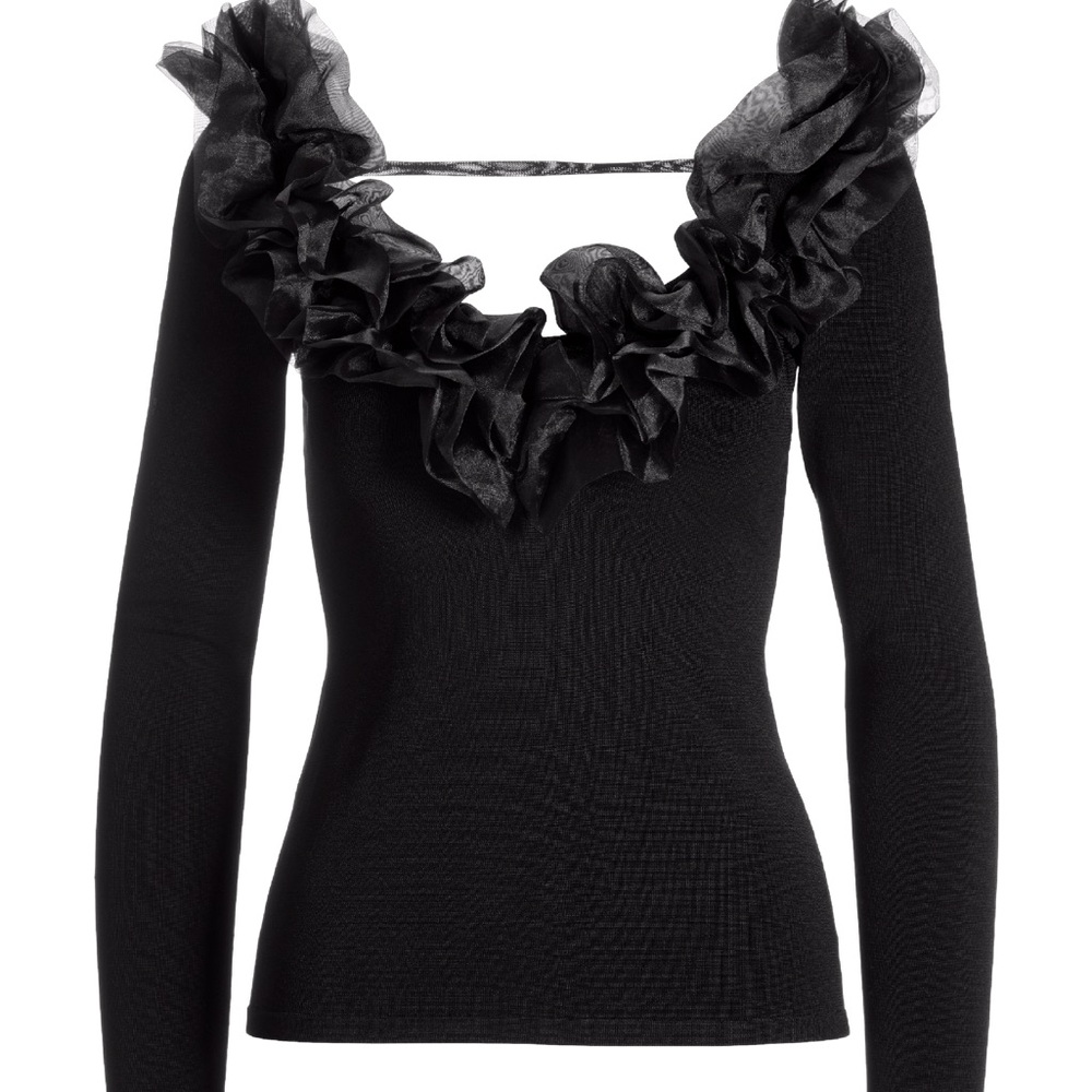 NWOT Boston Proper Organza Ruffle v-neck sweater!!!